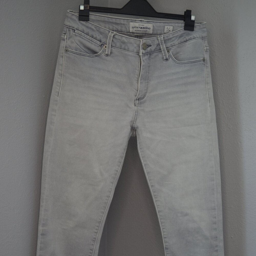 Cropped, Distressed, Gray, Ava Skinny Lucky Brand Denim Jeans, Women's 2 or 26
